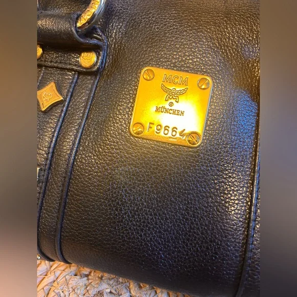 MCM Mini Boston Black Satchel with Gold Accents - Picture 6 of 15